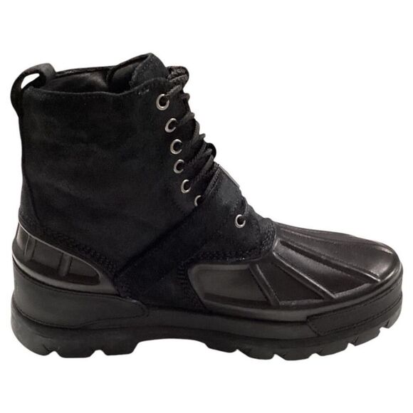 Polo Ralph Lauren Duck Boots Men10.5 Black Oslo Hydroguard Leather Suede NEW - Picture 4 of 9